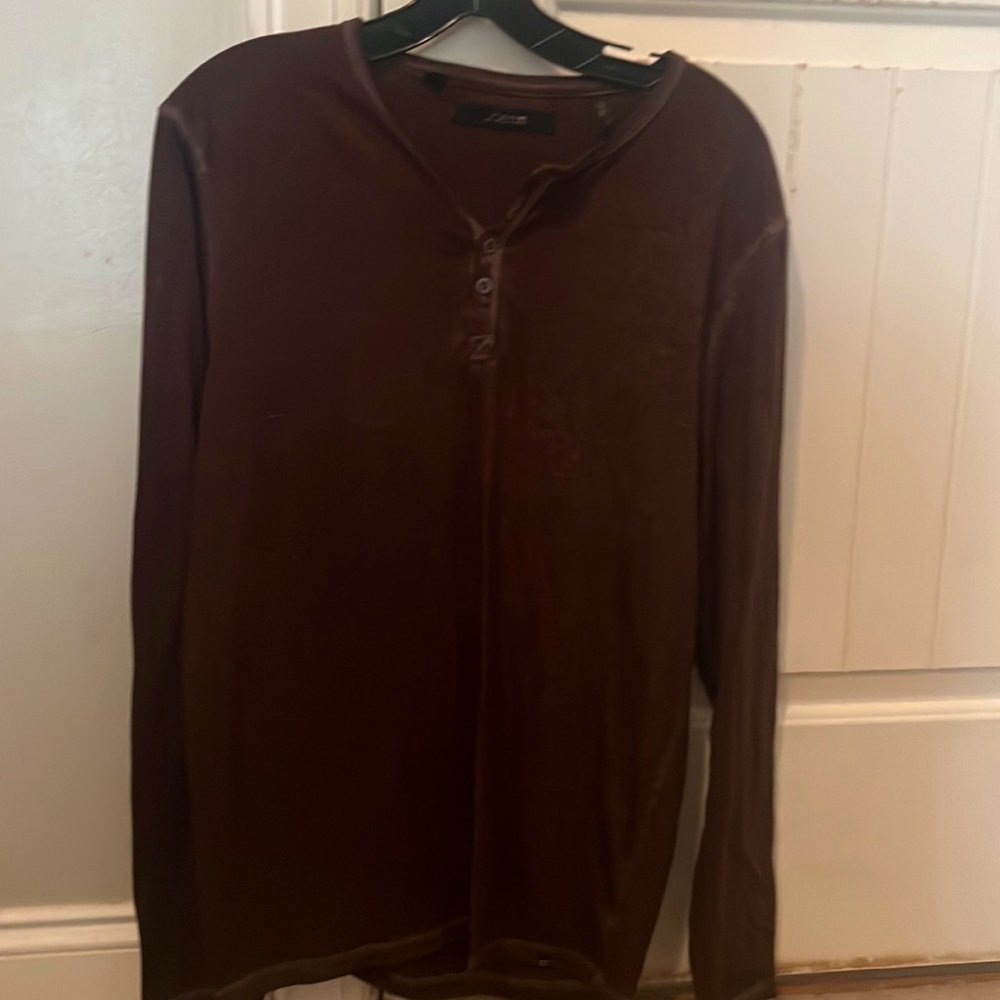 Brown long sleeve semi button up (medium size)